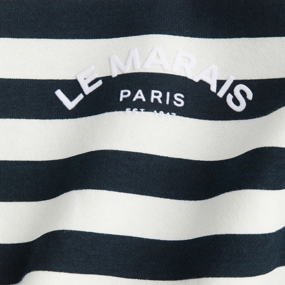H&M Navy and White Striped Text Motif Sweatshirt size Medium BNWOT - Picture 4 of 8
